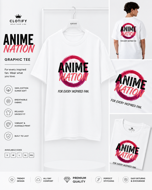 Anime Nation Graphic Oversized Unisex T-Shirt